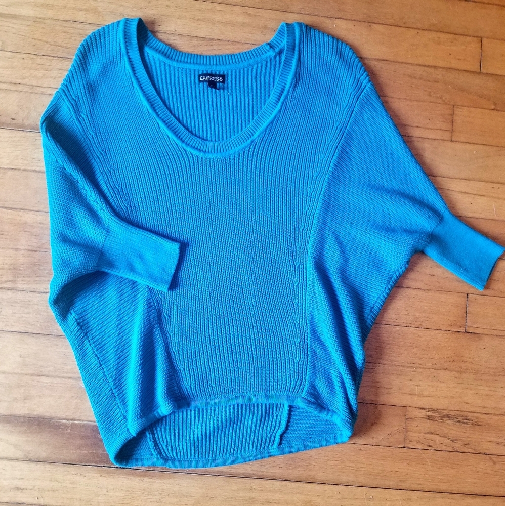 Blue dolman sleeve sweater